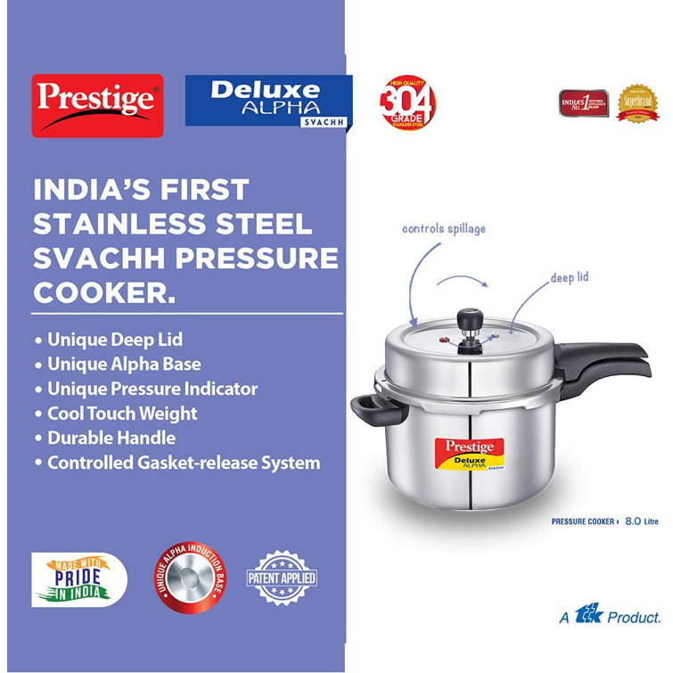 Prestige Cookers Deluxe Alpha Svachh 8.45 Qt. Pressure Cooker